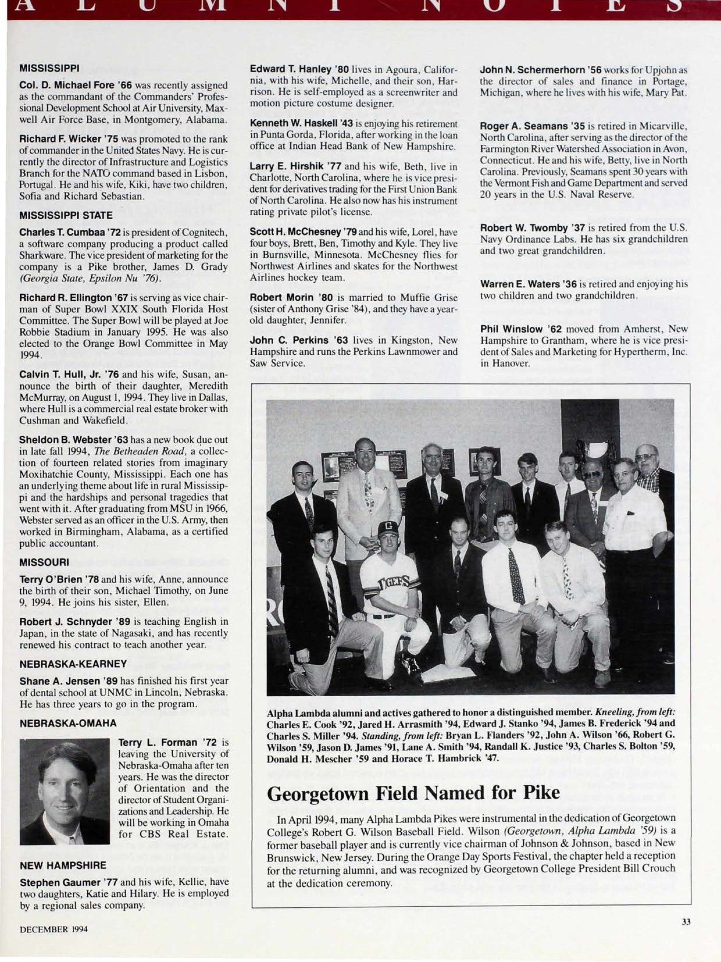 Georgetown Field Named for Pike